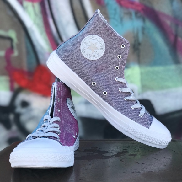 Wmns Converse CTAS Hi Platinum Glitter Sneakers - Picture 3 of 12